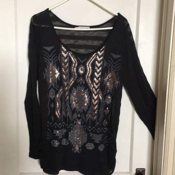 Maurices Tops - Maurice’s 1x black sparkle copper gray cozy
